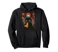 Gatto Che Mangia Pizza Kawaii Giapponese Estetico Carino Felpa con Cappuccio