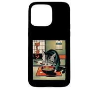 Gatto che mangia ramen noodles divertenti cibo asiatico Custodia per iPhone 15 Pro Max