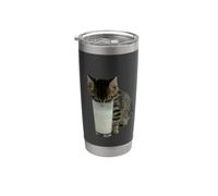 Gatto che ruba il latte da un bicchiere Bicchiere termico in acciaio inox doppia parete