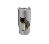 Gatto che ruba il latte da un bicchiere Bicchiere termico in acciaio inox doppia parete