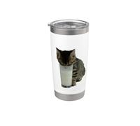 Gatto che ruba il latte da un bicchiere Bicchiere termico in acciaio inox doppia parete