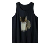 Gatto Che Ruba Il Latte da Un Bicchiere Canotta