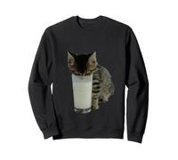 Gatto Che Ruba Il Latte da Un Bicchiere Felpa