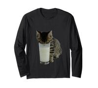 Gatto Che Ruba Il Latte da Un Bicchiere Maglia a Manica