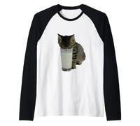 Gatto Che Ruba Il Latte da Un Bicchiere Maglia con Maniche Raglan