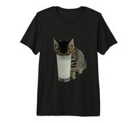 Gatto Che Ruba Il Latte da Un Bicchiere Maglietta Premium