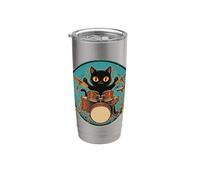 Gatto che suona la batteria batterista Bacchette per batteria Musica rock Bicchiere termico in acciaio inox doppia parete