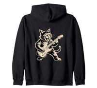 Gatto Che Suona la Chitarra elettrica Forte Felpa con Cappuccio