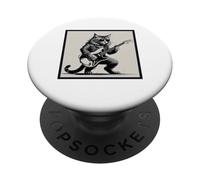 Gatto che suona la chitarra elettrica rock country band musica grafica PopSockets PopGrip Adesivo