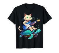 Gatto che suona la chitarra in sella a una Maglietta
