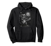 Gatto che suona la chitarra rock star rock and roll amante dei gatti arte Felpa con Cappuccio