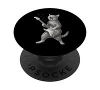 Gatto che suona la chitarra rock star rock and roll amante dei gatti arte PopSockets PopGrip Adesivo