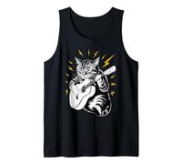 Gatto che suona lo strumento della chitarra acustica su Cat Guitarist Canotta