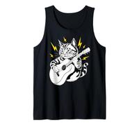Gatto che suona lo strumento della chitarra acustica su Cat Guitarist Canotta