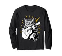 Gatto che suona lo strumento della chitarra acustica su Cat Guitarist Maglia a Manica