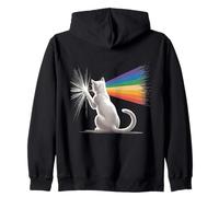 Gatto che tiene il fascio di luce che si trasforma in spettro arcobaleno Felpa con Cappuccio