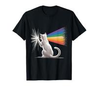 Gatto che tiene il fascio di luce che si trasforma in spettro arcobaleno Maglietta