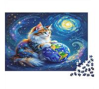 Gatto che tiene la terra Puzzles 1000 Pezzi Carta riciclata per adulti Puzzle per adulti Gioco educativo con sfida Regalo e attività divertente per casa 52x38cm/1000pcs