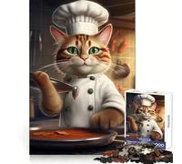 Gatto Chef che Cucina Puzzle da 1000 Pezzi per Adolescenti Chiarezza Mentale Piacere Rilassante Incastro Perfetto Sorpresa Festiva (38x52cm)