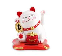 Gatto Cinese Portafortuna con Zampa Mobile, Lucky Cat Gatto Giapponese Portafortuna Maneki Solar Powered Gatto Fortunato Decorazione Gatto fortunato con braccio ondeggiante Piccolo solare (Giallo)