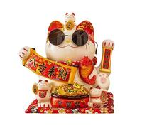 Gatto Cinese Portafortuna,Gatto che agita,Sculture a Forma di Gatto della Fortuna,Feng Shui Decor,Colleziona sculture,simbolo di nobiltà e ricchezza,per casa,ufficio,negozio,auto,grande