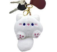 gatto, ciondolo di peluche di gatto che scricchiola,Giocattolo di peluche sonoro del gatto - Portachiavi di peluche con suono, animale di peluche, per zaino, borsa di scuola, bianco, Se référer au