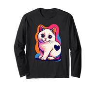 Gatto colorato con Segno di Cuore, Simpatico Design Artistico per Animali Domestici Maglia a Manica