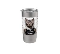 Gatto Combinaguai Stile Mugshot Regalo Ironico Bicchiere termico in acciaio inox doppia parete