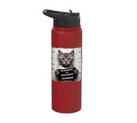 Gatto Combinaguai Stile Mugshot Regalo Ironico Stainless Steel Insulated Water Bottle