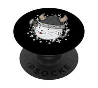 Gatto come vichingo con ascia PopSockets PopGrip Adesivo