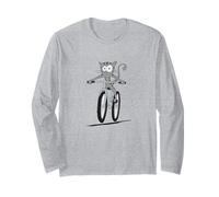 Gatto Comico Casual cavalca in Mountain Bike Maglia a Manica