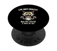 Gatto comico selvaggio, gatto pazzo dei cartoni animati PopSockets PopGrip Adesivo