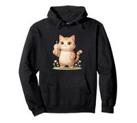 Gatto con Bevanda Illustrazione Animale Felpa con Cappuccio
