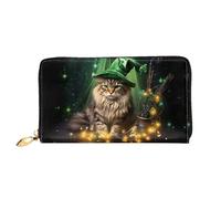 Gatto con cappello da strega, portafoglio da donna, portafoglio lungo pochette, portafoglio porta carte di credito, portamonete da viaggio, nero, taglia unica, Nero , Taglia unica