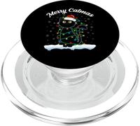 Gatto con cappello di Babbo Natale Merry Catmas Black Cat luci di Natale PopSockets PopGrip per MagSafe