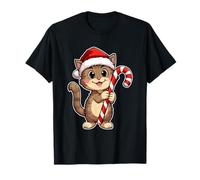 Gatto con Cappello di Natale e Zucchero Filato Maglietta