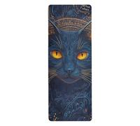 Gatto con gli occhi gialli Boho Style tappetino da yoga antiscivolo per gli uomini stampato, antiscivolo, antiscivolo yoga asciugamano e borsa tapete para ejercicio 180,3 x 66 cm