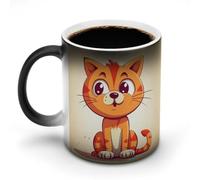 Gatto con grandi occhi tazze da caffè divertente tazza cambia colore tazza unica tazza sensibile al calore tazza da tè in ceramica stampa moda regalo novità per compleanno uomini donne