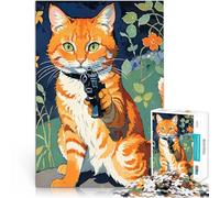 Gatto con la pistola Puzzle da 1000 pezzi per adolescenti Giocattoli che creano dipendenza e sfidano l'intelligenza del cervello Regali di Babbo Natale segreto 38x26cm