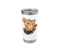 Gatto con lecca-lecca e Candy Corn Bicchiere termico in acciaio inox doppia parete