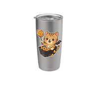 Gatto con lecca-lecca e Candy Corn Bicchiere termico in acciaio inox doppia parete