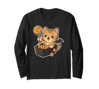 Gatto con Lecca-Lecca e Candy Corn Maglia a Manica