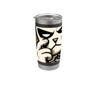Gatto con maschera e volto spettrale, stile horror Bicchiere termico in acciaio inox doppia parete