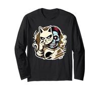 Gatto con Maschera e Volto spettrale, Stile Horror Maglia a Manica