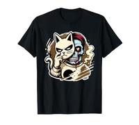 Gatto con Maschera e Volto spettrale, Stile Horror Maglietta