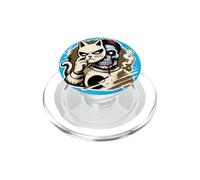 Gatto con maschera e volto spettrale, stile horror PopSockets PopGrip per MagSafe