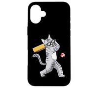 Gatto con mazza da cricket per giocatore di cricket Custodia per iPhone 16 Plus