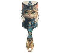 Gatto con motivi tribali e piume Boho spazzola districante liscia progettato massaggiatore testa per capelli spessi con manico ergonomico cepillo para peinar