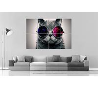 Gatto Con Occhiali Cat With Bosch Wall Arte locandina Grande Formato A0 Stampa