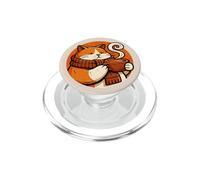 Gatto con sciarpa e tè per gli amanti dei gatti, proprietari di gatti PopSockets PopGrip per MagSafe